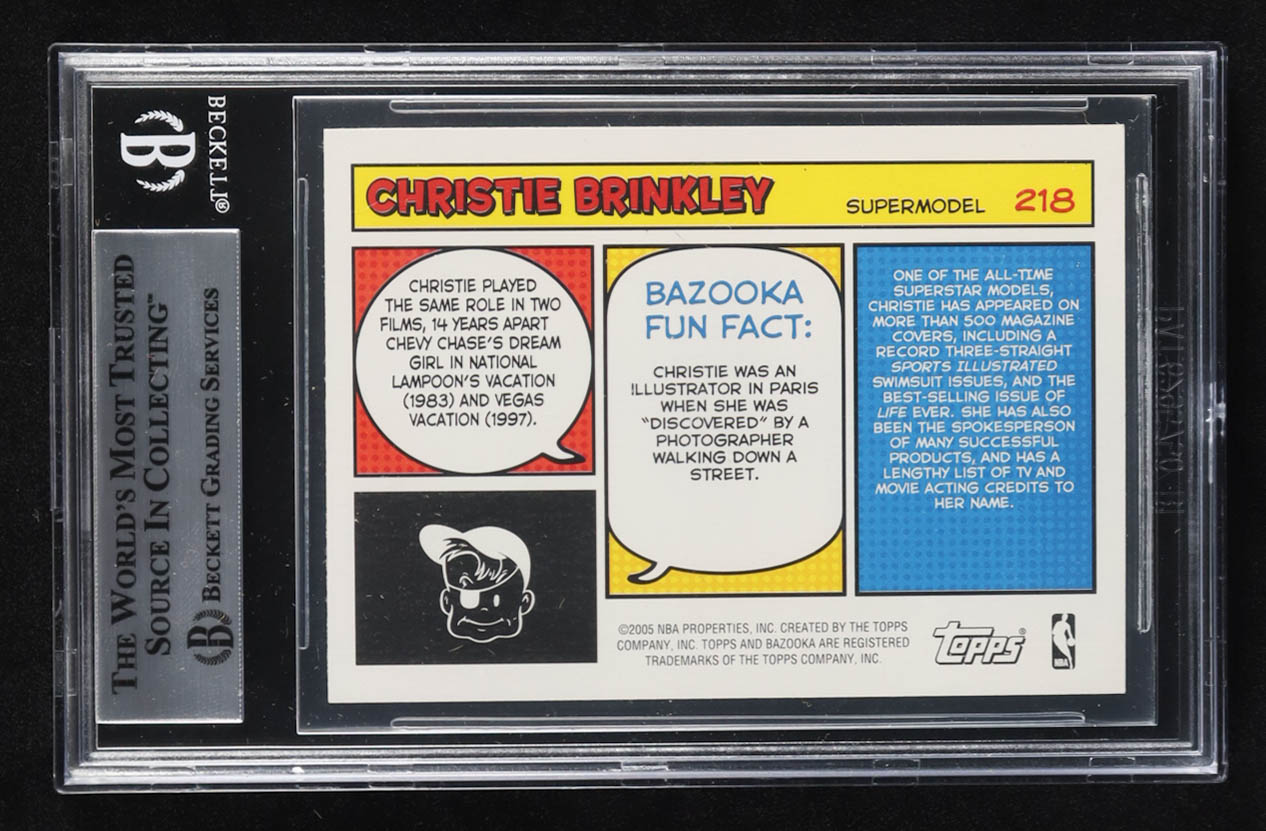 Christie Brinkley Signed 2005-06 Bazooka #218 RC(BGS) at PristineAuction.com Christie Brinkley Signed 2005-06 Bazooka #218 RC(BGS) at PristineAuction.com