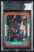 Bernard King Signed 1986-87 Fleer #60 with Jersey Fusion Game-Used Patch Inscribed "HOF 2013" (BGS | Auto Grade 10) at PristineAuction.com