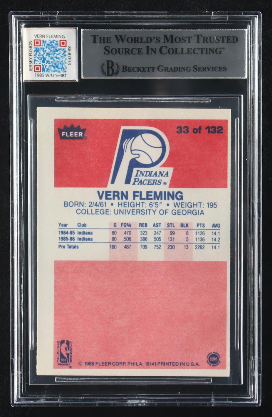 Vern Fleming Signed 1986-87 Fleer Auto #33 RC with Game-Used Jersey Patch (Beckett | Auto Grade 10) at PristineAuction.com Vern Fleming Signed 1986-87 Fleer Auto #33 RC with Game-Used Jersey Patch (Beckett | Auto Grade 10) at PristineAuction.com