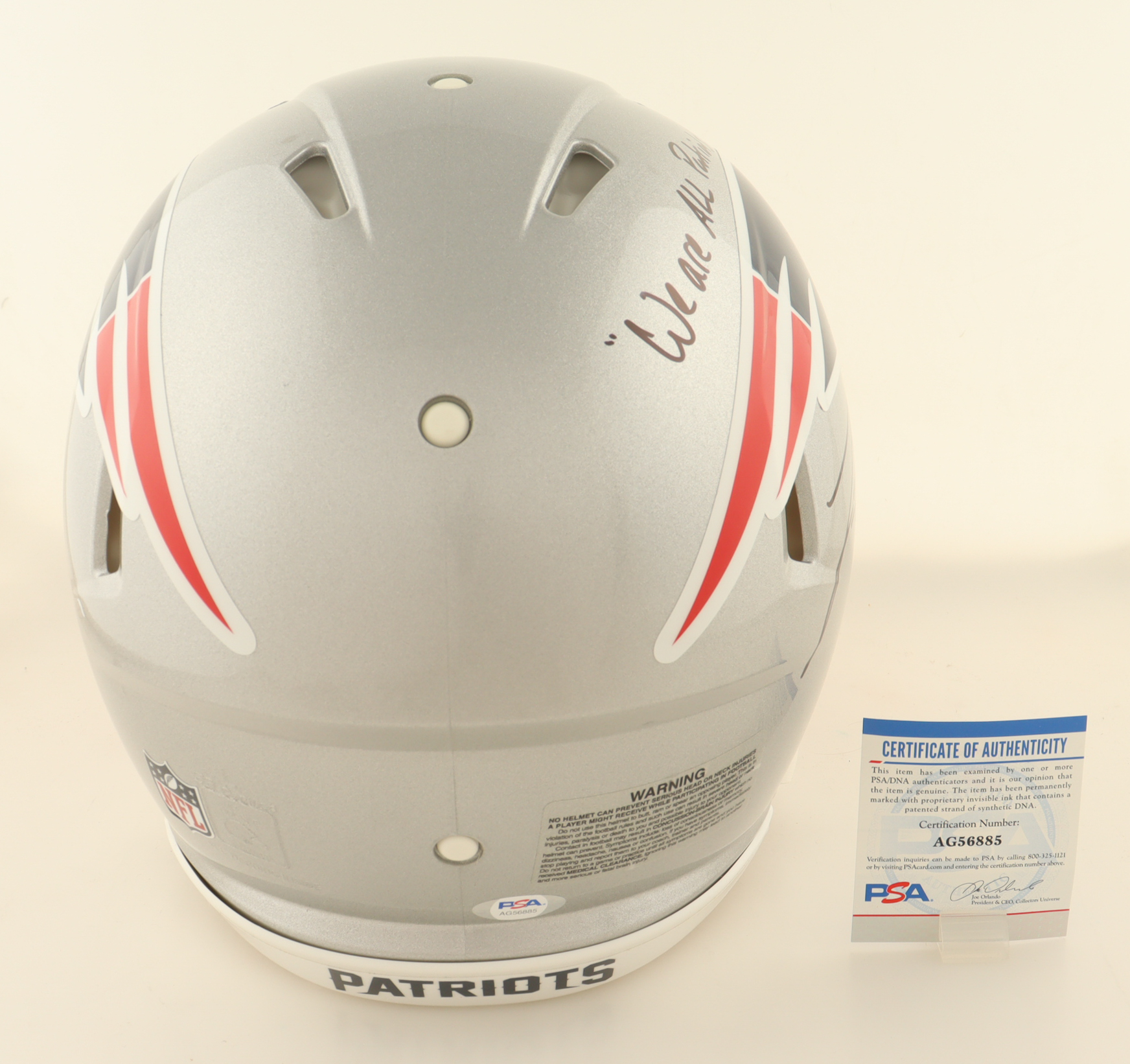 Jarrett Stidham Signed Patriots Full-Size Authentic On-Field Speed Helmet Inscribed "We Are All Patriots!" (PSA) at PristineAuction.com Jarrett Stidham Signed Patriots Full-Size Authentic On-Field Speed Helmet Inscribed "We Are All Patriots!" (PSA) at PristineAuction.com