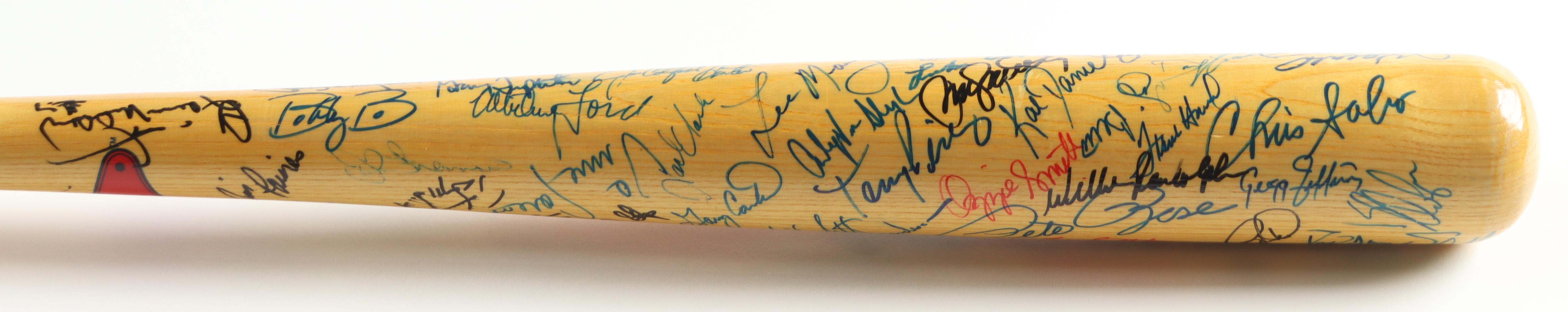 Baseball Hall of Famers & Stars Cooperstown Etched Baseball Bat Signed by (64) with Mickey Mantle, Barry Bonds, Tony Gwynn, Yogi Berra (JSA) at PristineAuction.com Baseball Hall of Famers & Stars Cooperstown Etched Baseball Bat Signed by (64) with Mickey Mantle, Barry Bonds, Tony Gwynn, Yogi Berra (JSA) at PristineAuction.com
