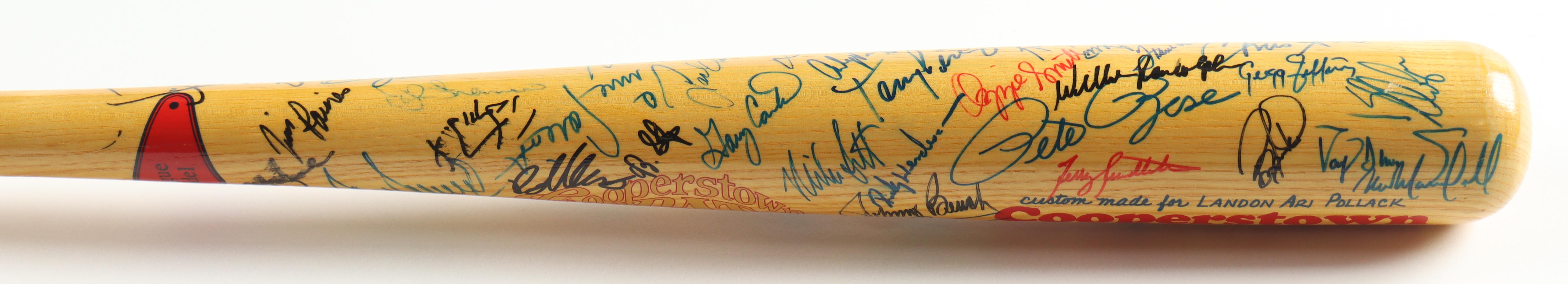 Baseball Hall of Famers & Stars Cooperstown Etched Baseball Bat Signed by (64) with Mickey Mantle, Barry Bonds, Tony Gwynn, Yogi Berra (JSA) at PristineAuction.com Baseball Hall of Famers & Stars Cooperstown Etched Baseball Bat Signed by (64) with Mickey Mantle, Barry Bonds, Tony Gwynn, Yogi Berra (JSA) at PristineAuction.com