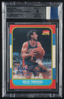 Kelly Tripucka Signed 1986-87 Fleer #115 RC with Game-Used Jersey Patch (BGS | Auto Grade 8) at PristineAuction.com