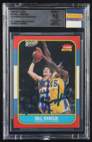 Bill Hanzlik Signed 1986-87 Fleer #43 RC with Game-Used Jersey Patch (BGS | Auto Grade 10) at PristineAuction.com
