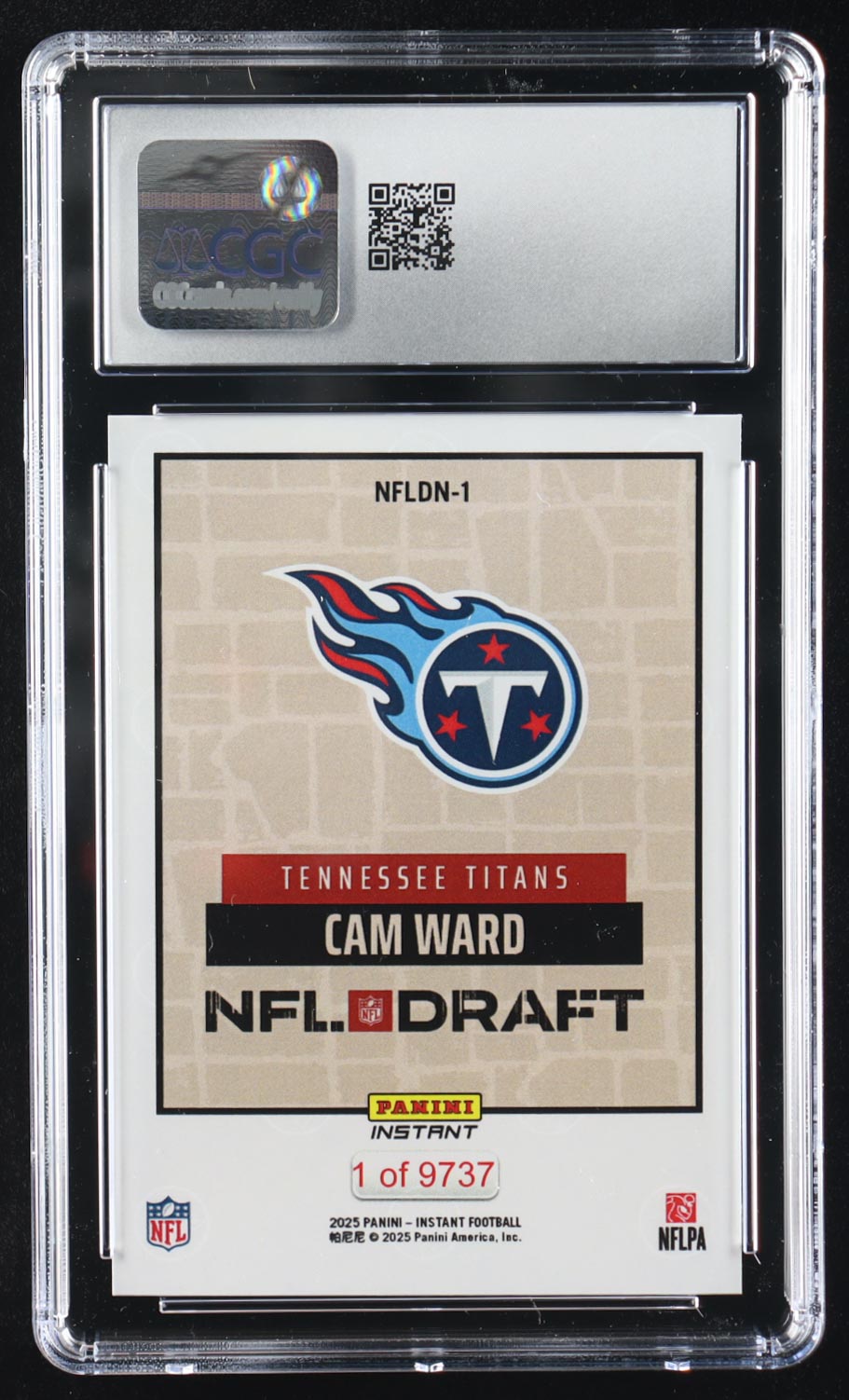 Cam Ward 2025 Panini Instant Draft Night #NFLDN1 RC (CGC 9) at PristineAuction.com Cam Ward 2025 Panini Instant Draft Night #NFLDN1 RC (CGC 9) at PristineAuction.com