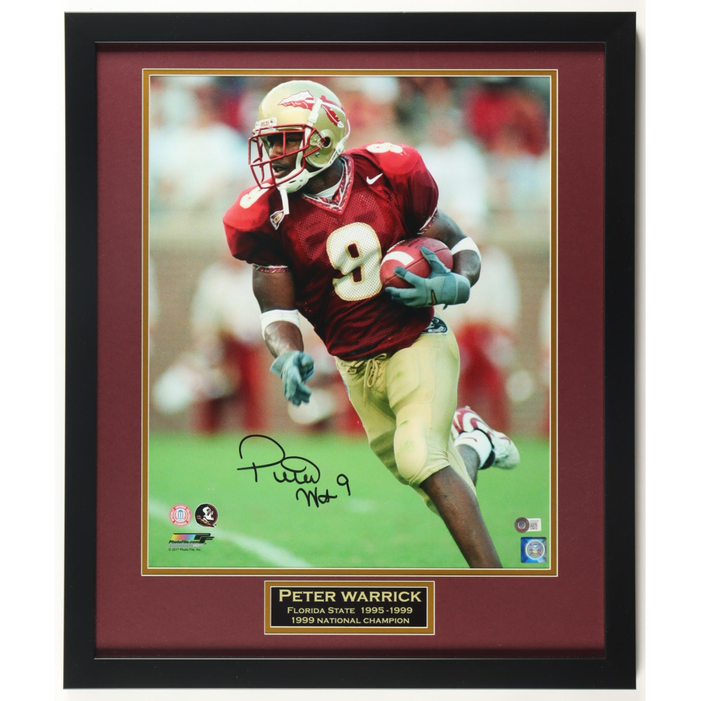 Peter Warrick Signed Florida State Seminoles Custom Framed Photo Display (Beckett) at PristineAuction.com