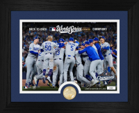 Dodgers LE 2025 "MLB Champions Signature Celebration" Custom Framed Photo with a Bronze Coin at PristineAuction.com