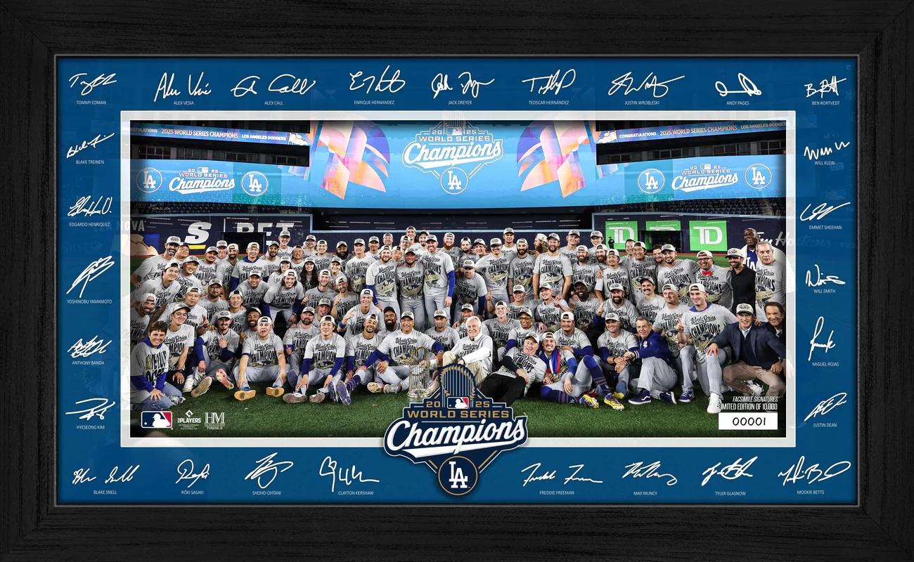 Dodgers World Series Champions "Signature Celebration" Custom Framed Photo at PristineAuction.com Dodgers World Series Champions "Signature Celebration" Custom Framed Photo at PristineAuction.com