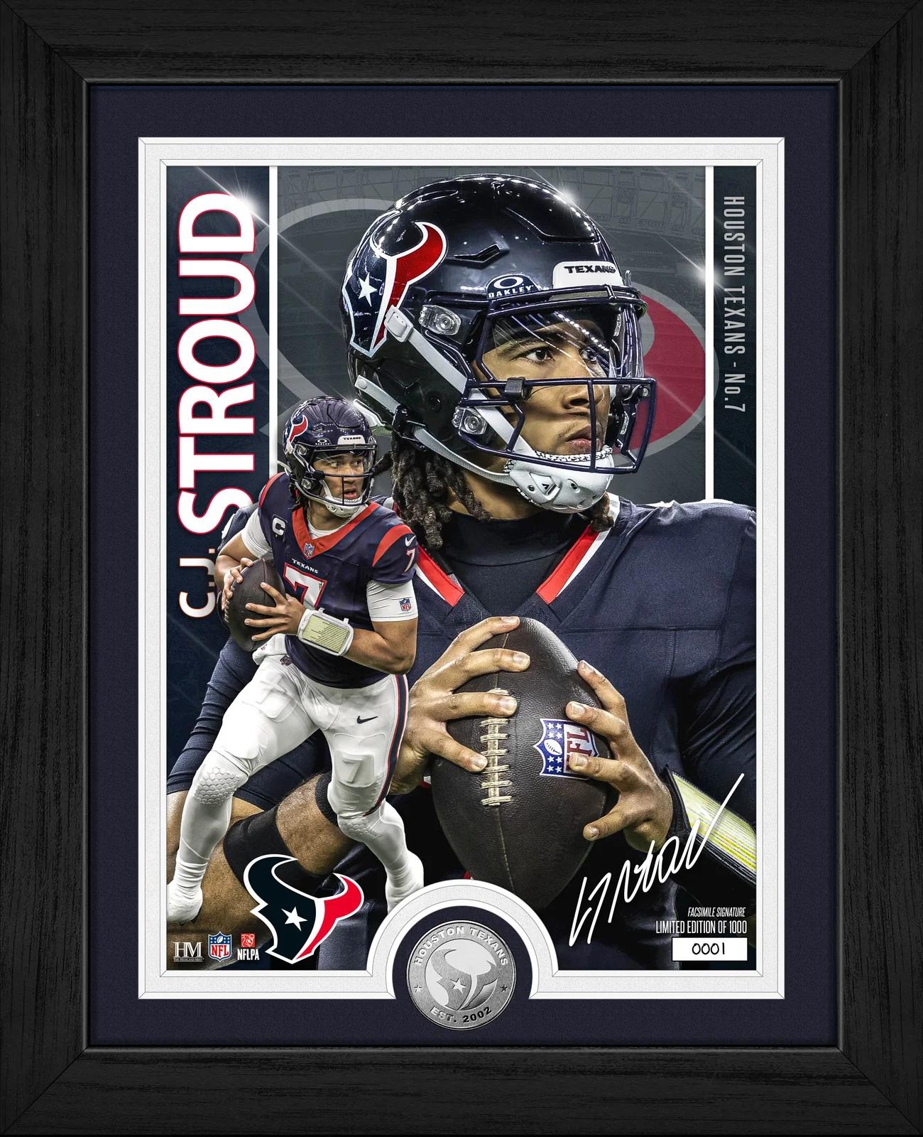 C.J. Stroud Texans LE Artist Proof Custom Framed Silver Plated Coin Photo Mint at PristineAuction.com C.J. Stroud Texans LE Artist Proof Custom Framed Silver Plated Coin Photo Mint at PristineAuction.com