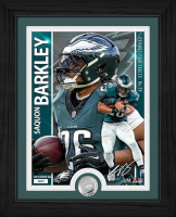Saquon Barkley Eagles LE Artist Proof Custom Framed Silver Plated Coin Photo Mint at PristineAuction.com