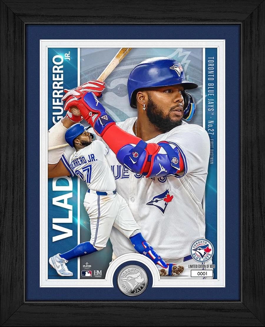 Vladimir Guerrero Jr. Blue Jays LE Artist Proof Custom Framed Silver Plated Coin Photo Mint at PristineAuction.com Vladimir Guerrero Jr. Blue Jays LE Artist Proof Custom Framed Silver Plated Coin Photo Mint at PristineAuction.com