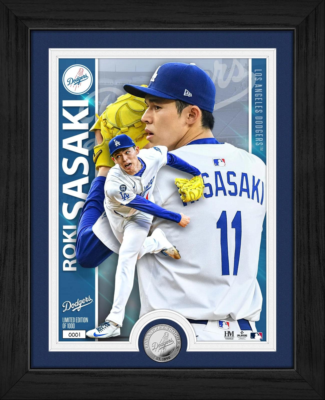 Roki Sasaki Dodgers LE Artist Proof Custom Framed Silver Plated Coin Photo Mint at PristineAuction.com Roki Sasaki Dodgers LE Artist Proof Custom Framed Silver Plated Coin Photo Mint at PristineAuction.com