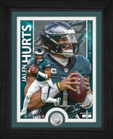 Jalen Hurts Eagles LE Artist Proof Custom Framed Silver Plated Coin Photo Mint at PristineAuction.com