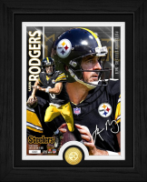 Aaron Rodgers Steelers LE Artist Proof Custom Framed Bronze Coin Photo Mint at PristineAuction.com
