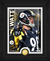 T.J. Watt Steelers LE Artist Proof Custom Framed Bronze Coin Photo Mint at PristineAuction.com