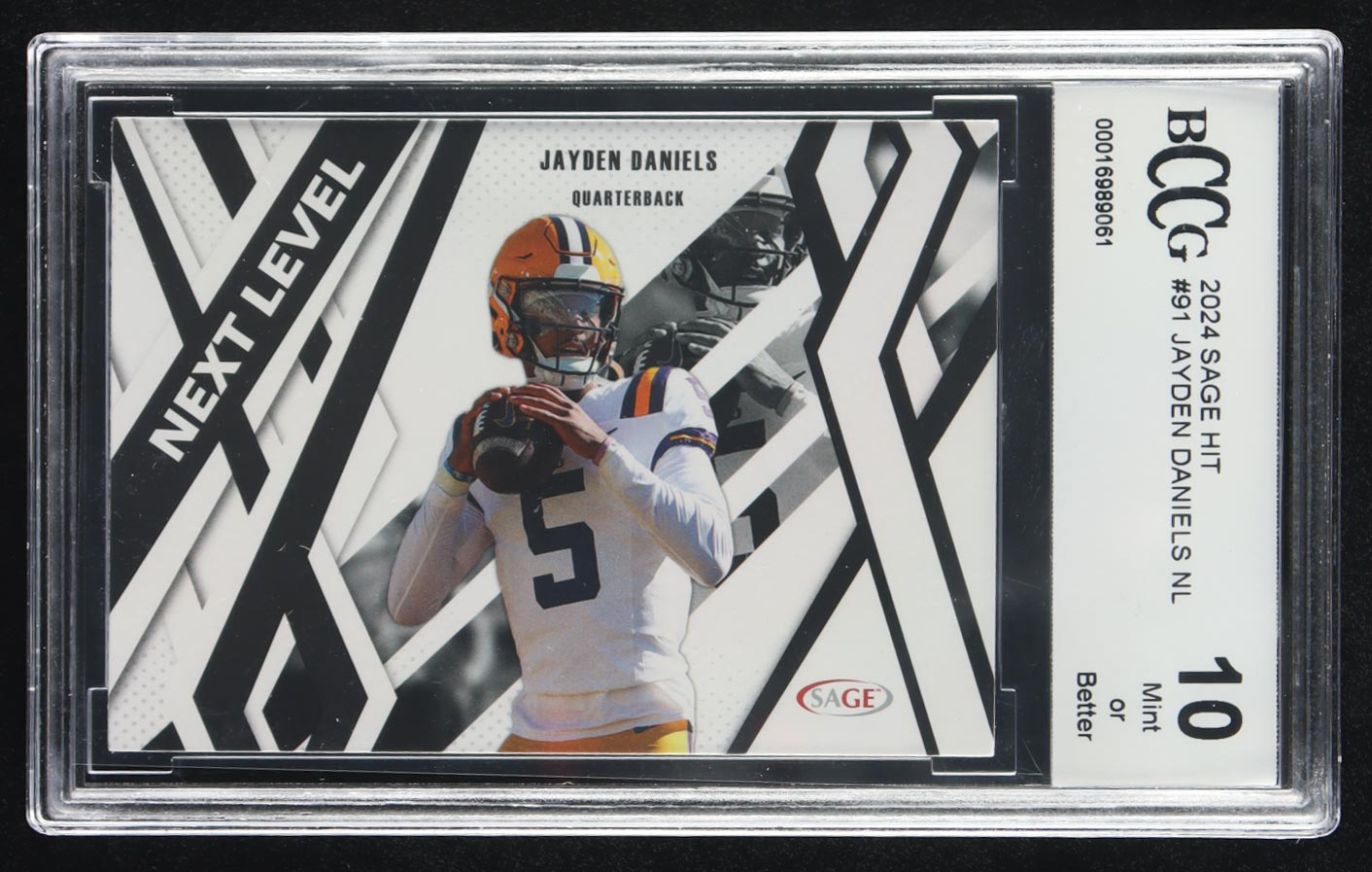 Jayden Daniels 2024 SAGE HIT #91 NL RC (BCCG 10) at PristineAuction.com Jayden Daniels 2024 SAGE HIT #91 NL RC (BCCG 10) at PristineAuction.com