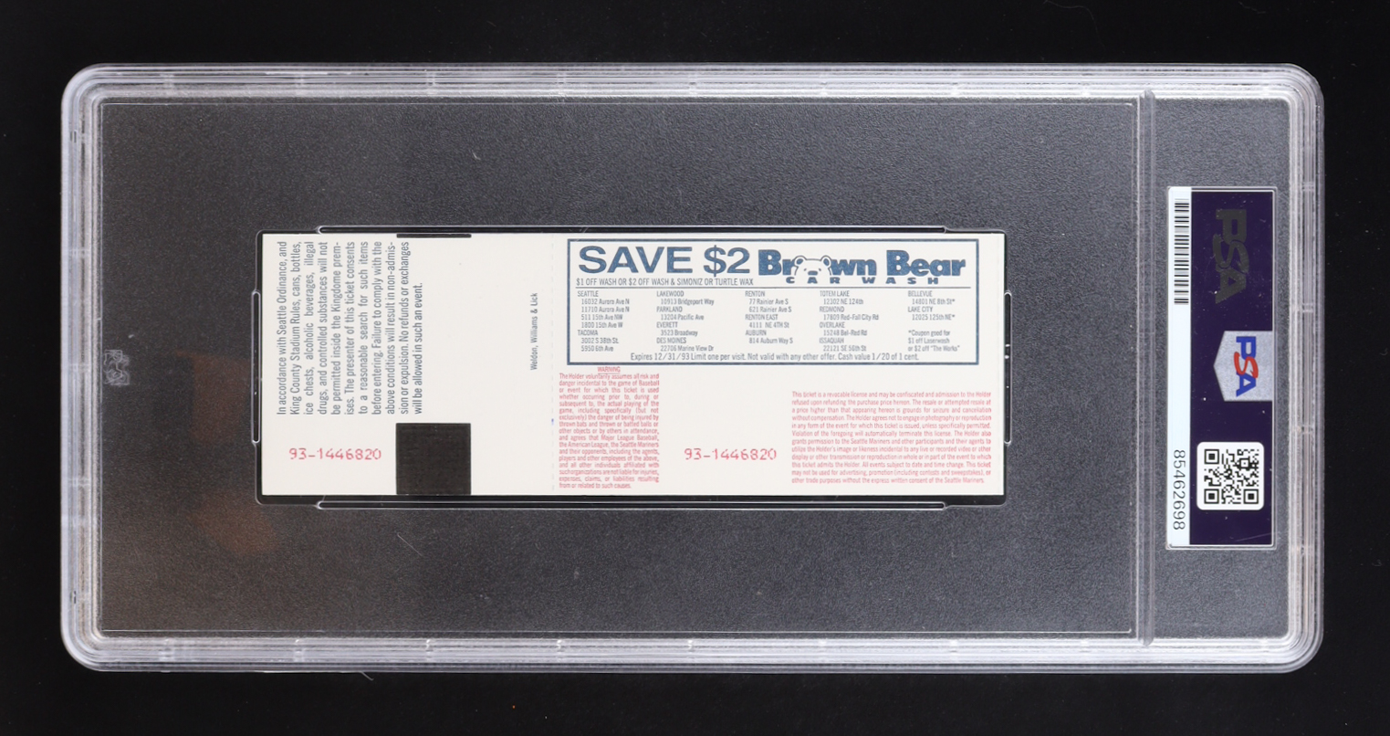 Nolan Ryan Signed 1993 Seattle Mariners Regular Season Ticket "Last Game" (PSA Authentic) at PristineAuction.com Nolan Ryan Signed 1993 Seattle Mariners Regular Season Ticket "Last Game" (PSA Authentic) at PristineAuction.com