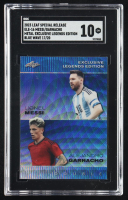 Lionel Messi / Alejandro Garnacho 2023 Leaf Metal Legends Exclusive Double Blue Wave #ELE16 #17/20 (SGC 10) at PristineAuction.com