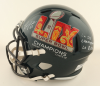 Lane Johnson Signed Eagles Super Bowl LIX Champions Logo Full-Size Speed Helmet Inscribed "2X SB Champs LII & LIX" (PSA) at PristineAuction.com