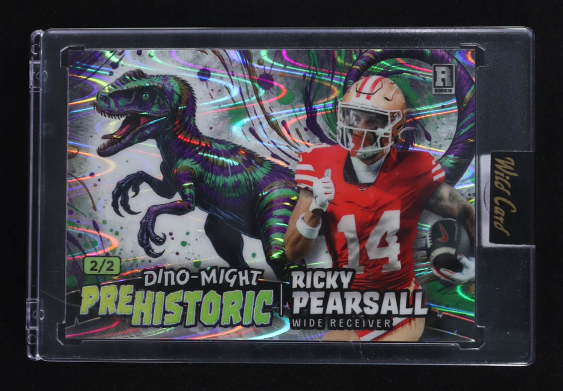 Ricky Pearsall 2024 Wild Card Dino-Might Pre-Historic Raptor Green Ray Wave #PHRAP2-RP #2/2 at PristineAuction.com Ricky Pearsall 2024 Wild Card Dino-Might Pre-Historic Raptor Green Ray Wave #PHRAP2-RP #2/2 at PristineAuction.com