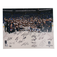 Avalanche 2022 Stanley Cup Champions 16x20 Photo Team-Signed By (20) with Nathan MacKinnon, Cale Makar, Gabriel Landeskog, Mikko Rantanen (Fanatics) at PristineAuction.com