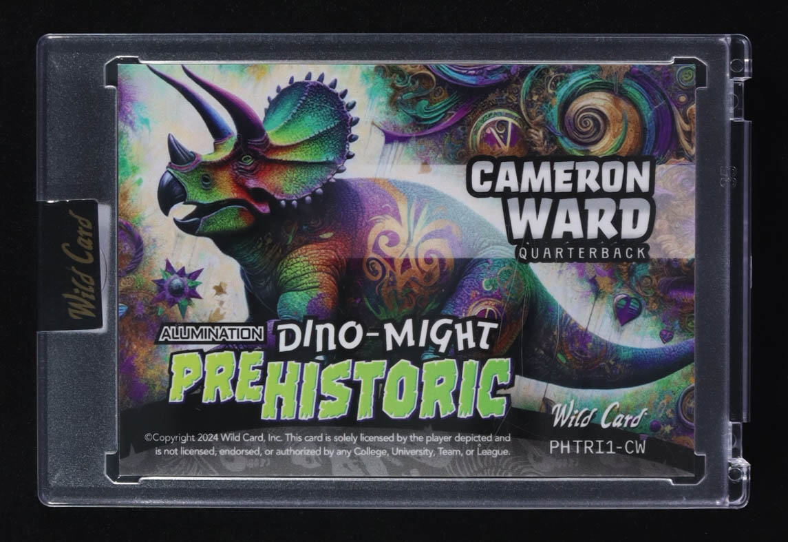 Cameron Ward 2024 Wild Card Pre-Historic Triceratops Green Donut Circles #PHTRI1-CW #14/18 RC at PristineAuction.com Cameron Ward 2024 Wild Card Pre-Historic Triceratops Green Donut Circles #PHTRI1-CW #14/18 RC at PristineAuction.com