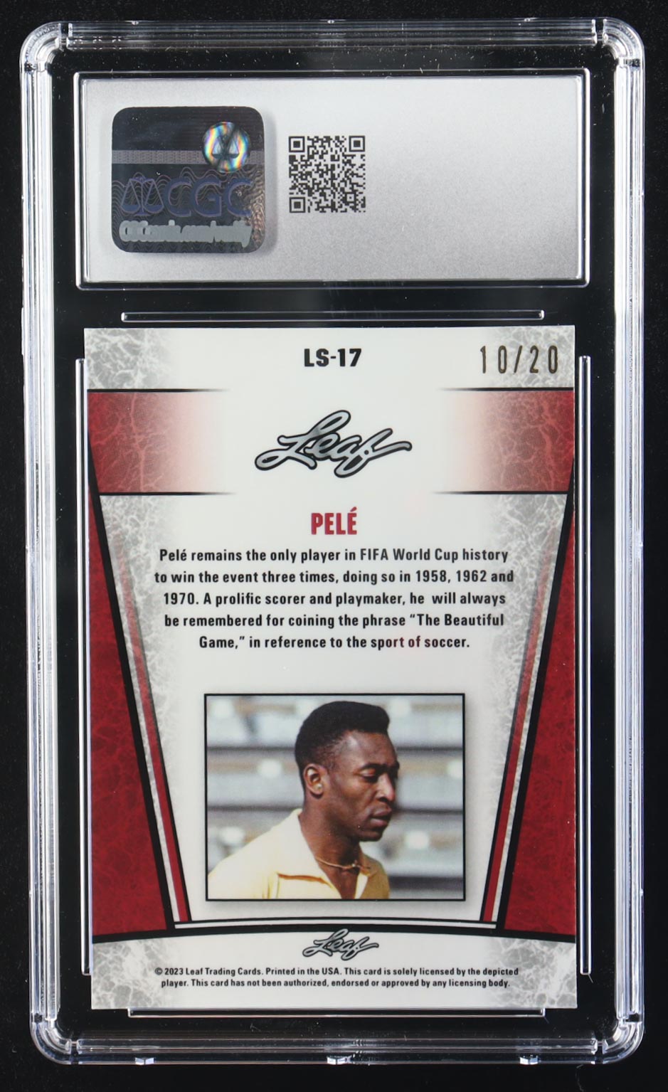 Pele 2023 Leaf Special Release Metal Legend Silver Blue Mojo #LS17 #10/20 (CGC 10) at PristineAuction.com Pele 2023 Leaf Special Release Metal Legend Silver Blue Mojo #LS17 #10/20 (CGC 10) at PristineAuction.com