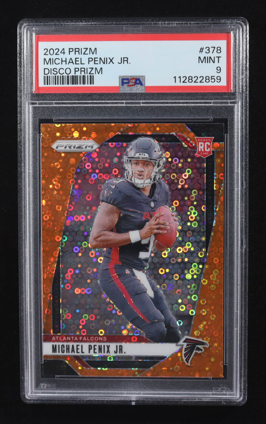 Michael Penix Jr. 2024 Panini Prizm Prizms Orange Disco #378 RC (PSA 9) at PristineAuction.com Michael Penix Jr. 2024 Panini Prizm Prizms Orange Disco #378 RC (PSA 9) at PristineAuction.com