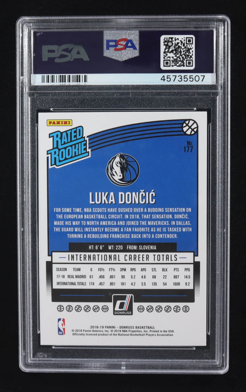 Luka Doncic 2018-19 Donruss Rated Rookie #177 RC (PSA 9) at PristineAuction.com Luka Doncic 2018-19 Donruss Rated Rookie #177 RC (PSA 9) at PristineAuction.com