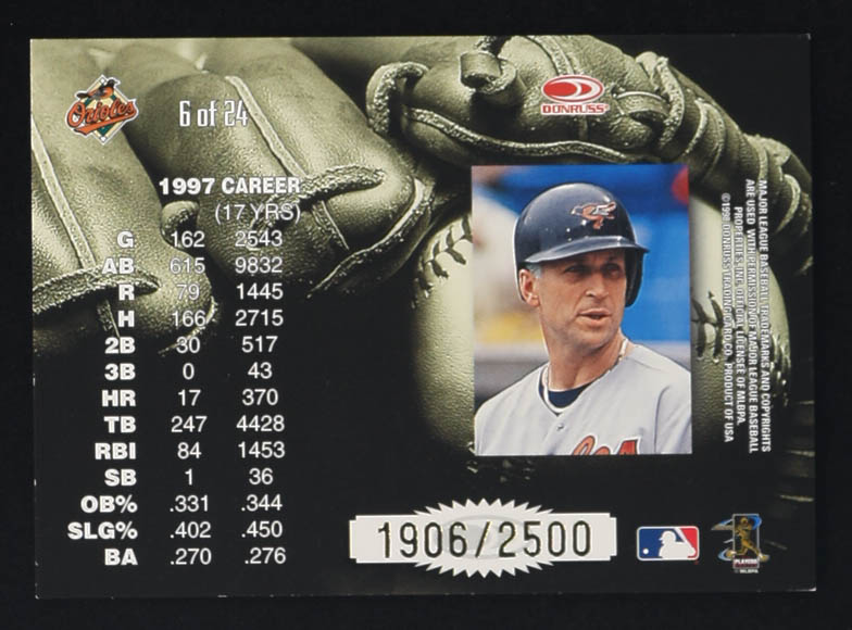 Cal Ripken Jr. 1998 Leaf 50th Anniversary Statistical Standouts #1906/2500 at PristineAuction.com Cal Ripken Jr. 1998 Leaf 50th Anniversary Statistical Standouts #1906/2500 at PristineAuction.com