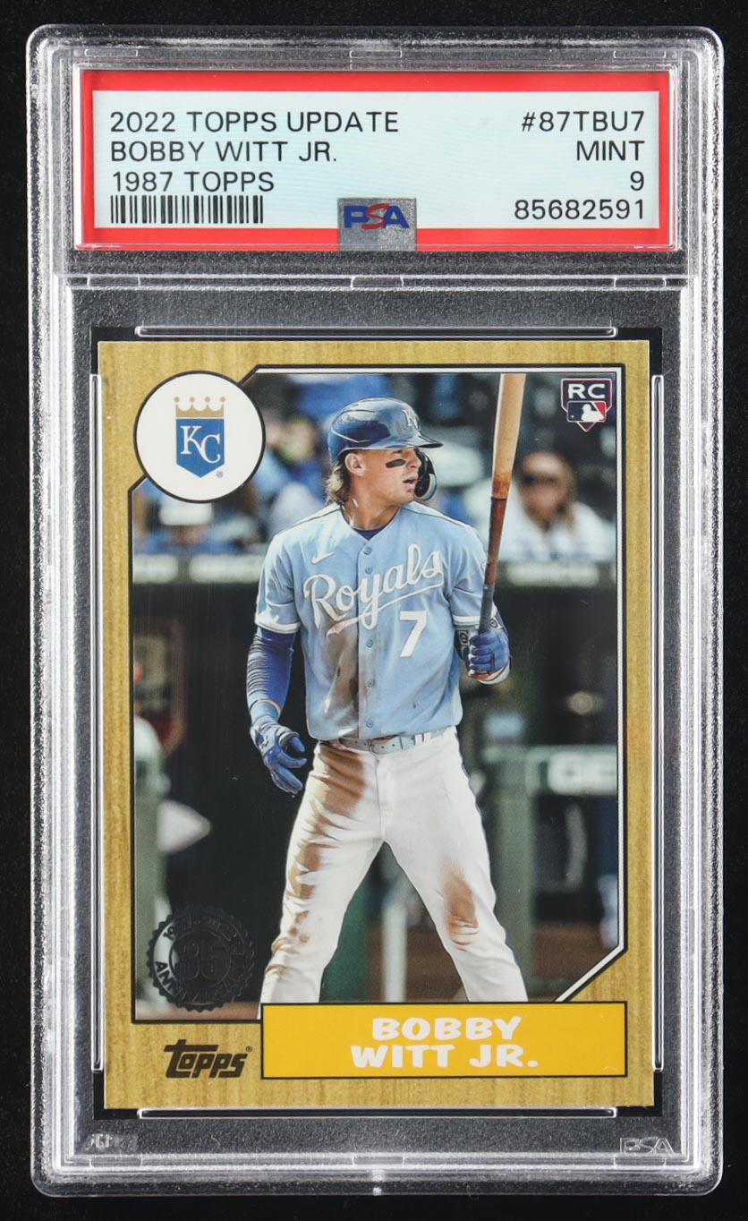 Bobby Witt Jr. 2022 Topps Update '87 Topps #87TBU7 RC (PSA 9) at PristineAuction.com Bobby Witt Jr. 2022 Topps Update '87 Topps #87TBU7 RC (PSA 9) at PristineAuction.com
