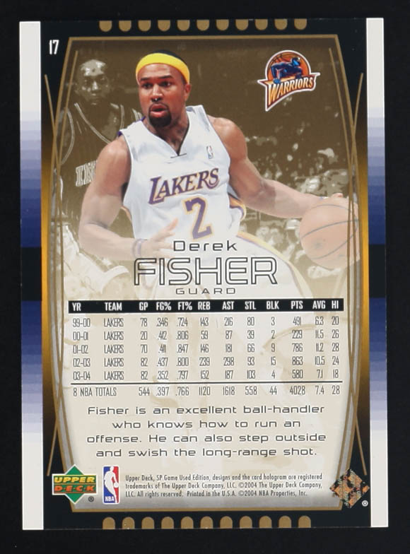 Derek Fisher 2004 Upper Deck SP Game Used #17 #029/2100 at PristineAuction.com Derek Fisher 2004 Upper Deck SP Game Used #17 #029/2100 at PristineAuction.com
