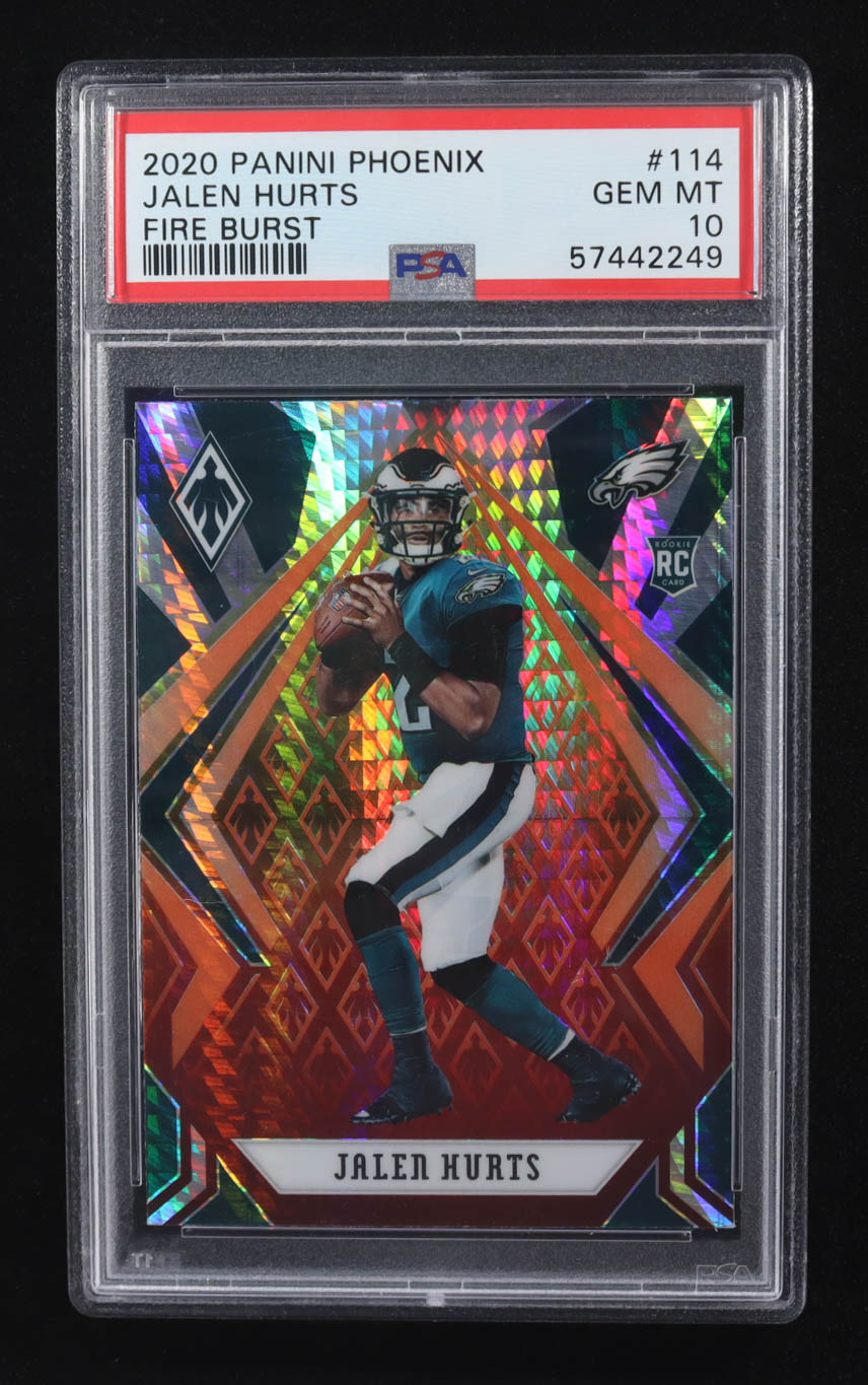 Jalen Hurts 2020 Panini Phoenix Fire Burst #114 RC (PSA 10) at PristineAuction.com Jalen Hurts 2020 Panini Phoenix Fire Burst #114 RC (PSA 10) at PristineAuction.com