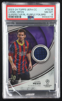 Lionel Messi 2023-24 Topps UEFA Club Competitions Superstar Relics Purple Foil #TSLM #267/299 (PSA 8) at PristineAuction.com