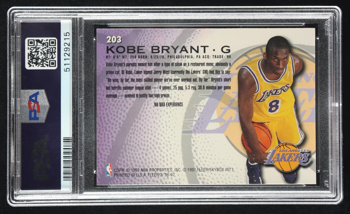Kobe Bryant 1996-97 Fleer #203 RC (PSA 9) at PristineAuction.com Kobe Bryant 1996-97 Fleer #203 RC (PSA 9) at PristineAuction.com