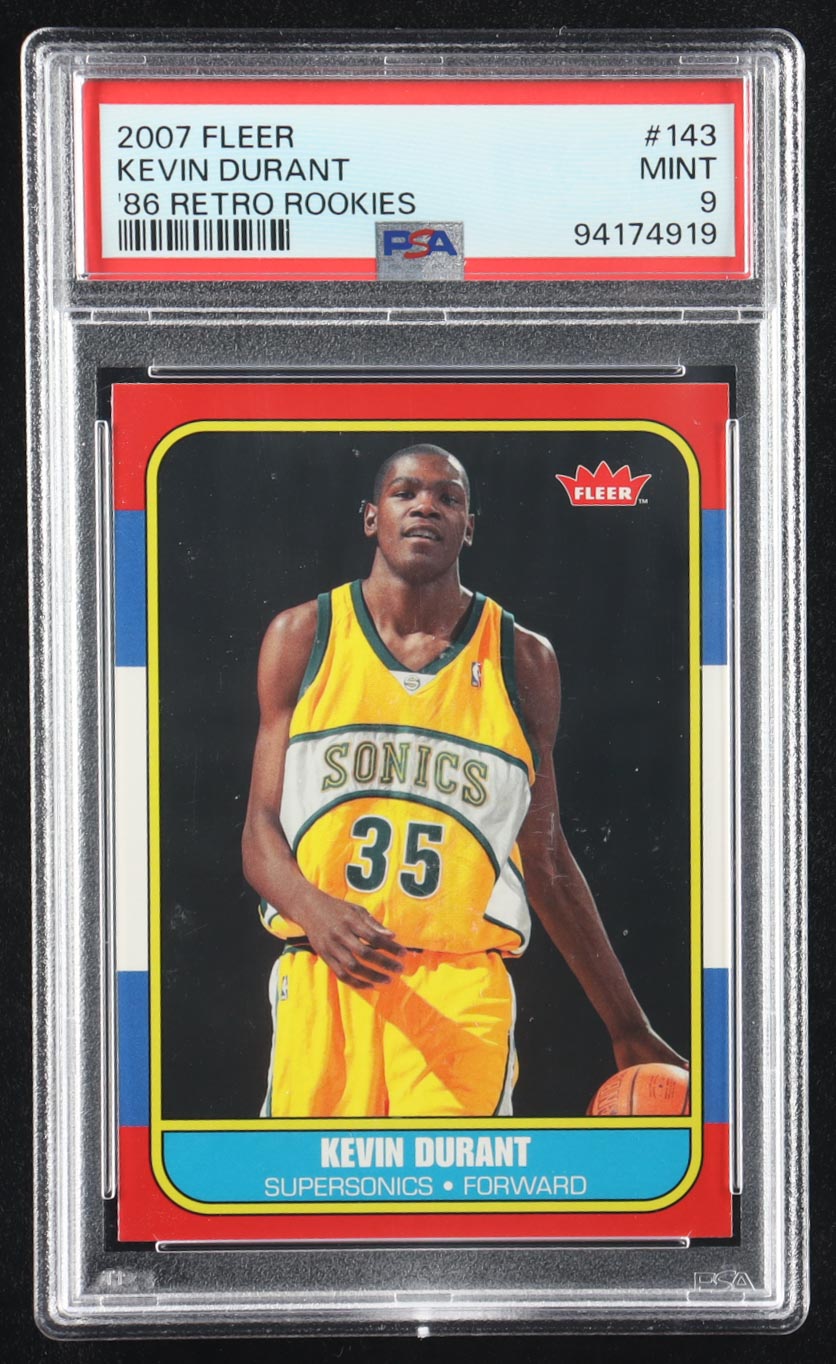Kevin Durant 2007-08 Fleer 1986-87 Rookies #143 RC (PSA 9) at PristineAuction.com Kevin Durant 2007-08 Fleer 1986-87 Rookies #143 RC (PSA 9) at PristineAuction.com