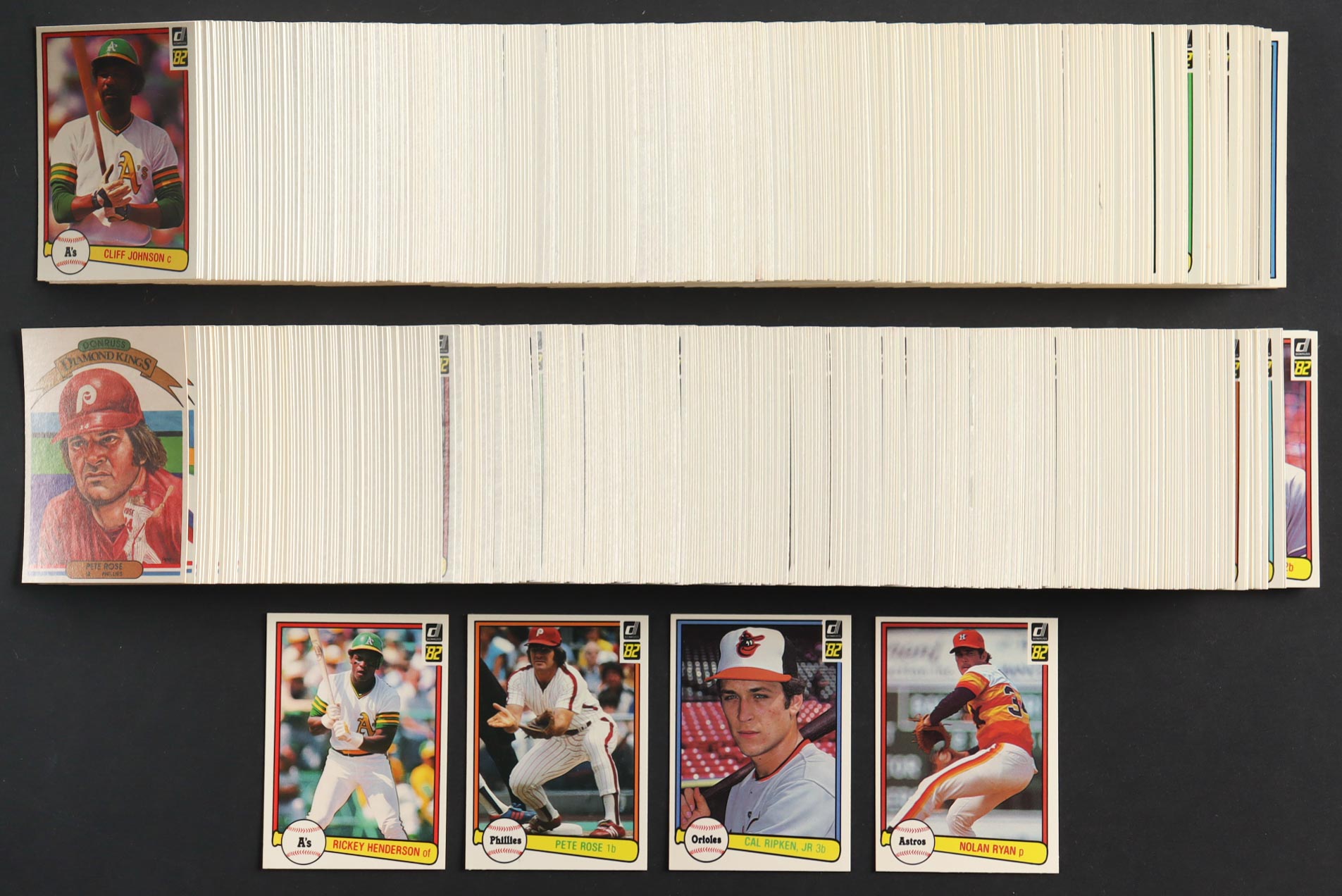 1982 Donruss Complete Set of (660) Baseball Cards with Cal Ripken Jr. RC #405, Nolan Ryan #419, Rickey Henderson #113, Pete Rose #168 at PristineAuction.com 1982 Donruss Complete Set of (660) Baseball Cards with Cal Ripken Jr. RC #405, Nolan Ryan #419, Rickey Henderson #113, Pete Rose #168 at PristineAuction.com