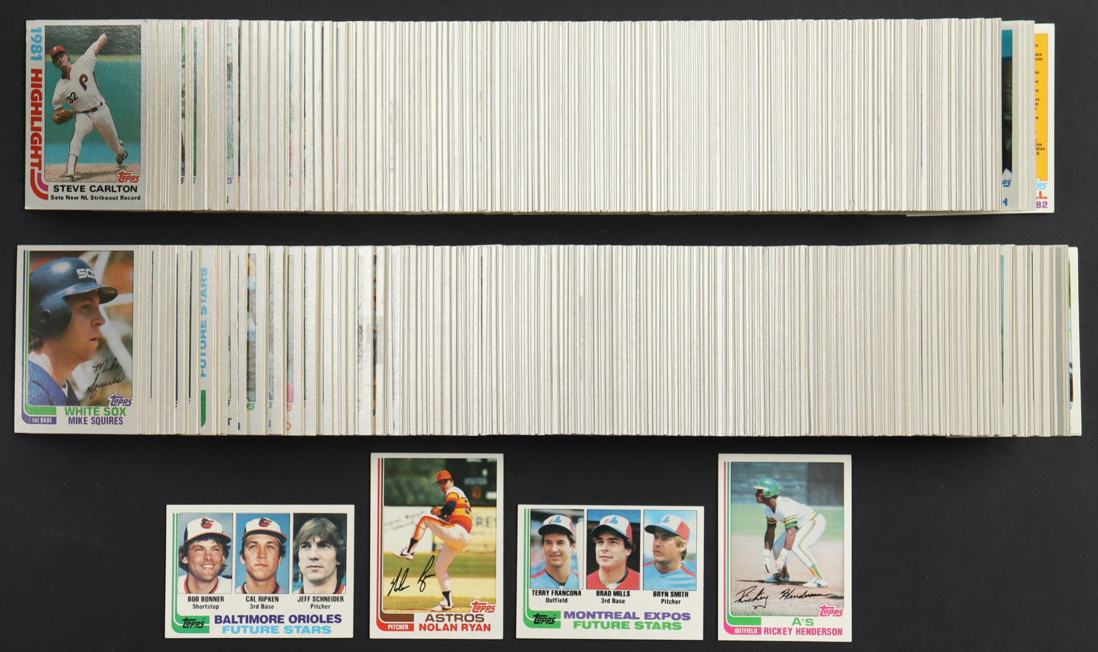 1982 Topps Baseball Complete Set of (792) Cards with Bob Bonner RC / Cal Ripken RC / Jeff Schneider RC #21, Nolan Ryan #90, Rickey Henderson #610, Dave Stewart #213 RC at PristineAuction.com 1982 Topps Baseball Complete Set of (792) Cards with Bob Bonner RC / Cal Ripken RC / Jeff Schneider RC #21, Nolan Ryan #90, Rickey Henderson #610, Dave Stewart #213 RC at PristineAuction.com