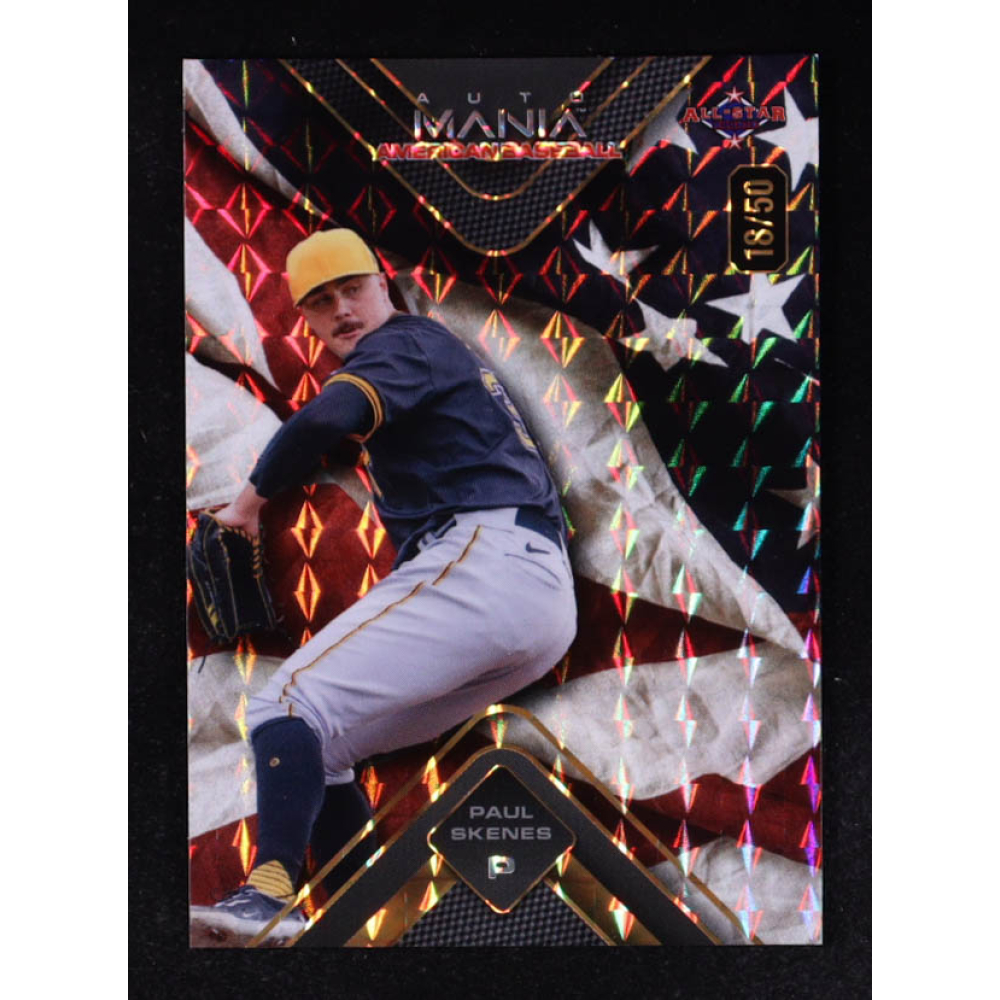 Paul Skenes 2024 Wild Card Auto Mania American Baseball American Flag Mosaic #AMAT-PS3 #18/50 RC at PristineAuction.com