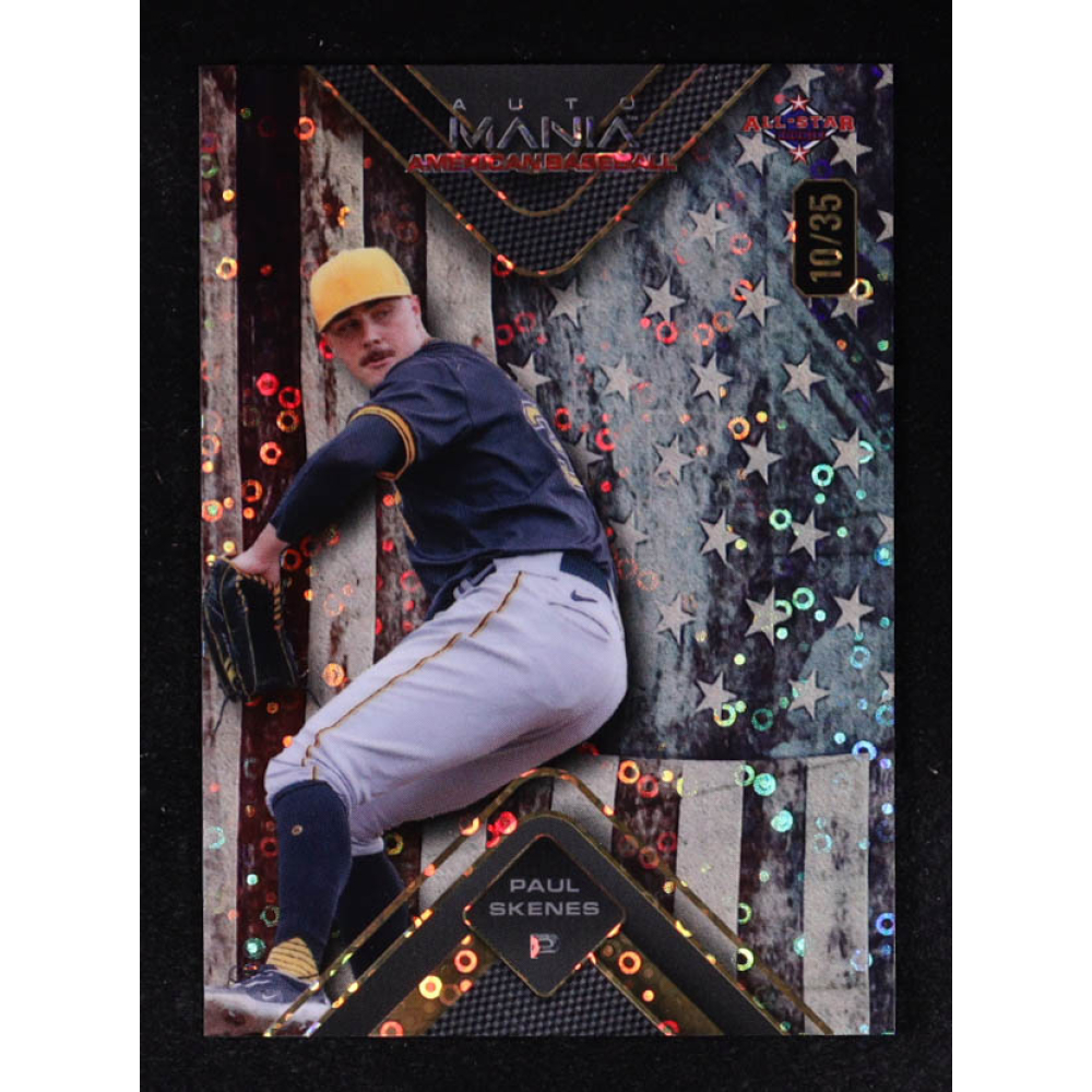 Paul Skenes 2024 Wild Card Auto Mania American Baseball Vintage Flag Donut Circles #AMAT-PS3 #10/35 RC at PristineAuction.com