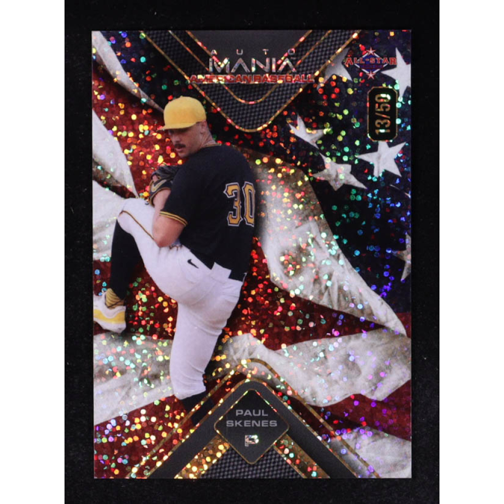Paul Skenes 2024 Wild Card Auto Mania American Baseball American Flag Sparkles #AMAT-PS #13/50 RC at PristineAuction.com