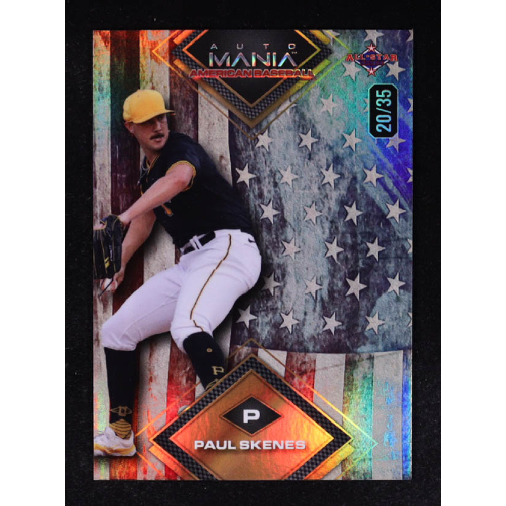 Paul Skenes 2024 Wild Card Auto Mania American Baseball Vintage Flag Rainbow Foil #AMAD-PS3 #20/35 RC at PristineAuction.com