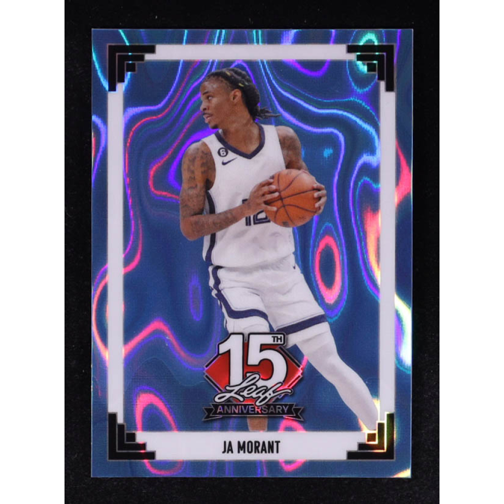 Ja Morant 2025 Leaf 15th Anniversary '91 Platinum Blue Lava #91B72 #4/5 at PristineAuction.com