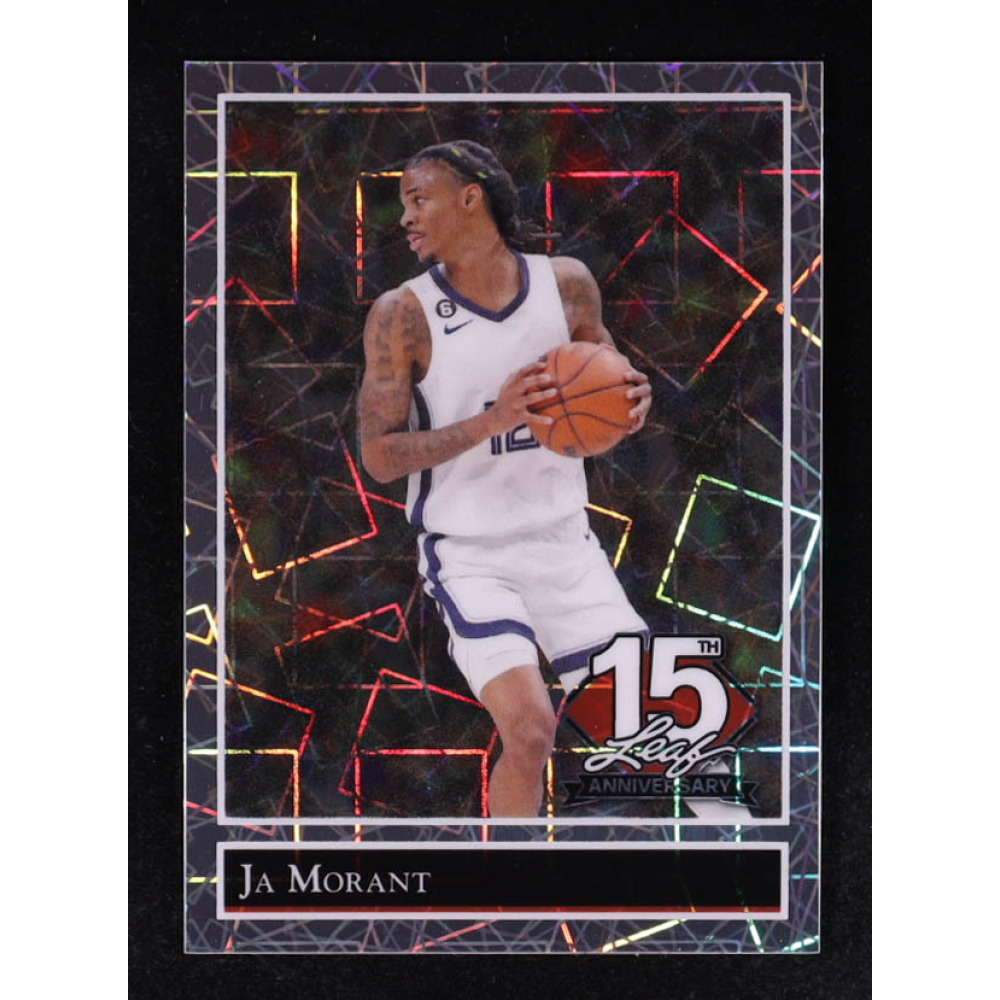 Ja Morant 2025 Leaf 15th Anniversary Gold Leaf Stars '92 Silver Laser #92B72 #07/15 at PristineAuction.com