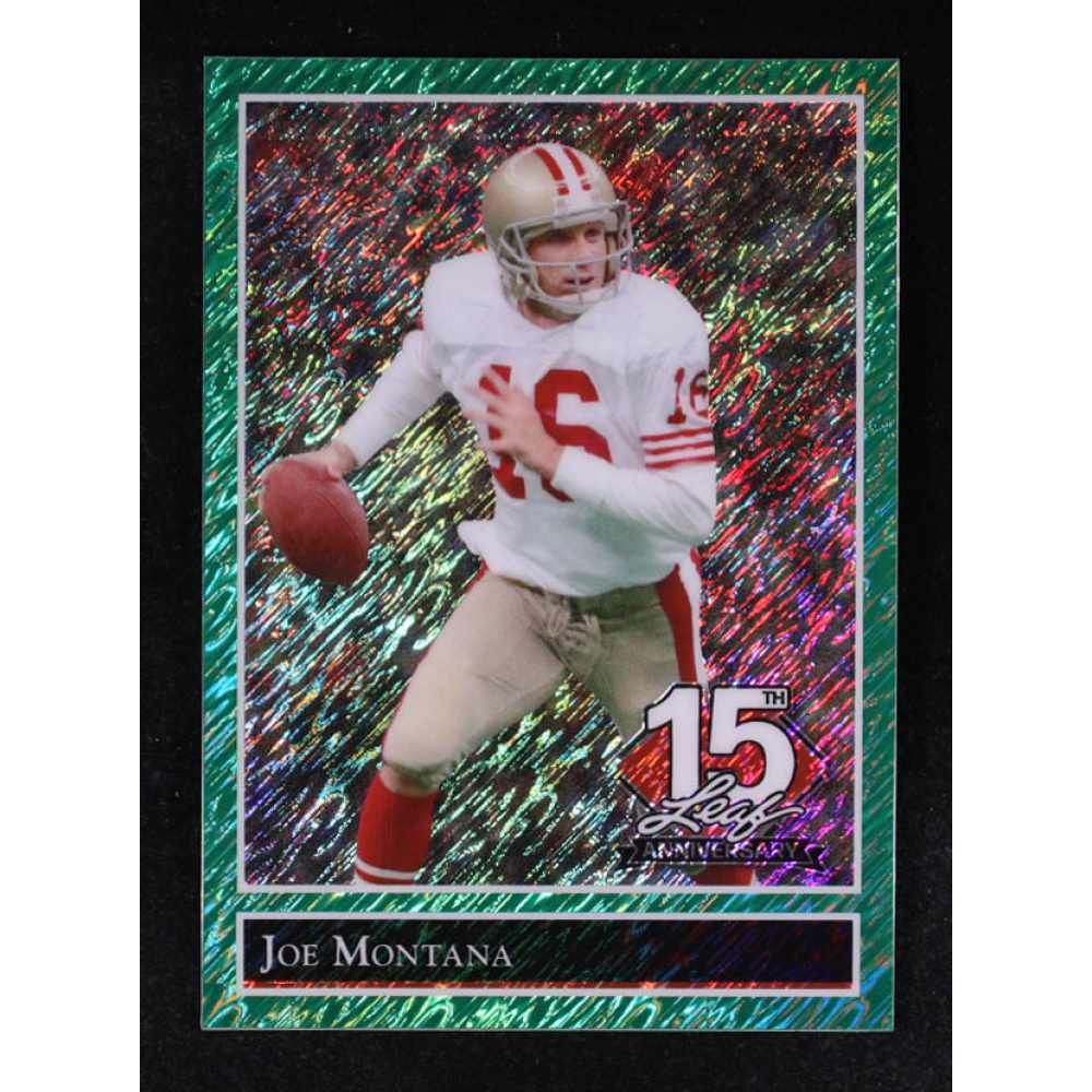 Joe Montana 2025 Leaf 15th Anniversary Gold Leaf Stars '92 Green Shimmer #92B82 #6/6 at PristineAuction.com