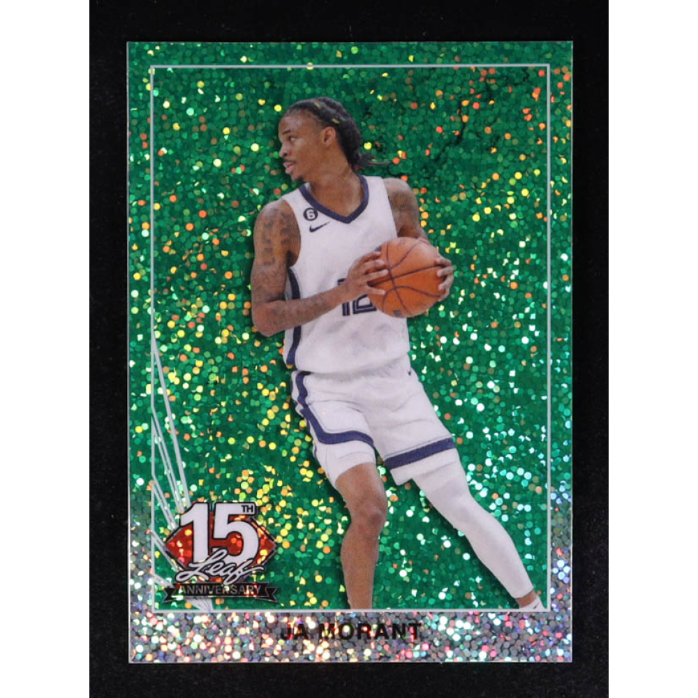 Ja Morant 2025 Leaf 15th Anniversary '90 Green Sparkle #90B72 #4/6 at PristineAuction.com
