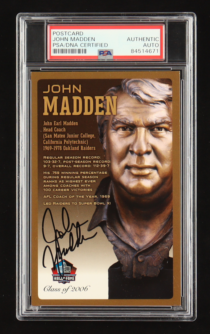 John Madden Signed LE 2006 Hall Of Fame Postcard (PSA) at PristineAuction.com John Madden Signed LE 2006 Hall Of Fame Postcard (PSA) at PristineAuction.com