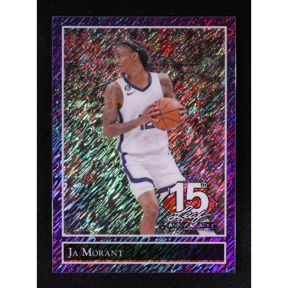 Ja Morant 2025 Leaf 15th Anniversary Gold Leaf Stars '92 Purple Shimmer #92B72 #7/7 at PristineAuction.com