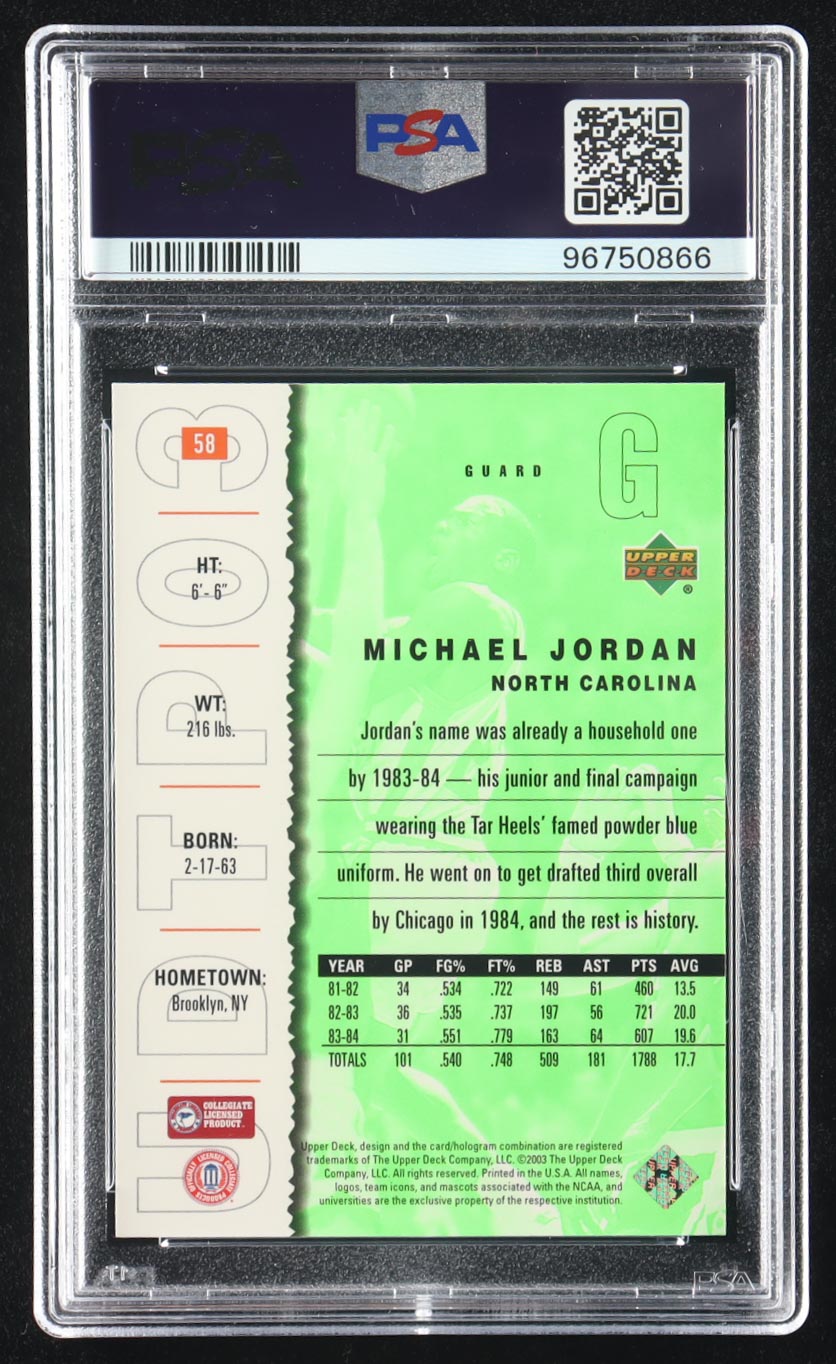 Michael Jordan 2003-04 UD Top Prospects #58 (PSA 10) at PristineAuction.com Michael Jordan 2003-04 UD Top Prospects #58 (PSA 10) at PristineAuction.com