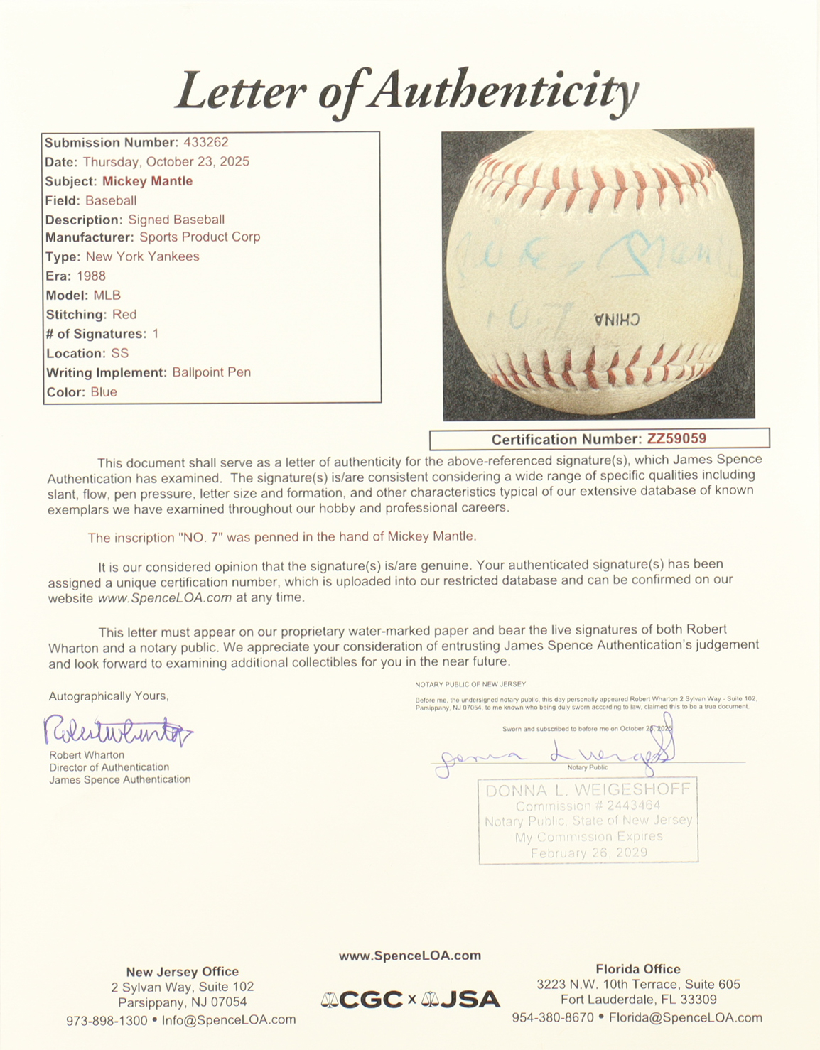 Mickey Mantle Signed Yankees Logo Baseball Inscribed "No. 7" (JSA) at PristineAuction.com Mickey Mantle Signed Yankees Logo Baseball Inscribed "No. 7" (JSA) at PristineAuction.com